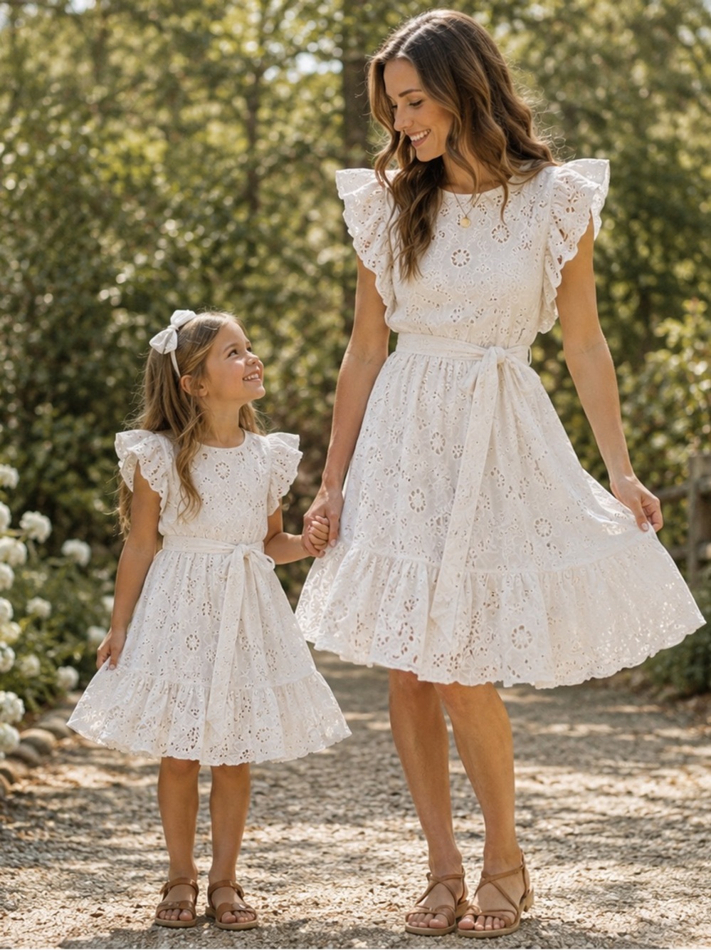 Dress Bundle Ivy City Co White Eyelet Lace Midi Dress Ruffle Sleeves